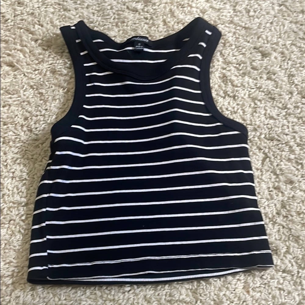 Ambiance Black and White Striped Tank Top